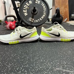 Nike White and Lime Green Training Sneakers